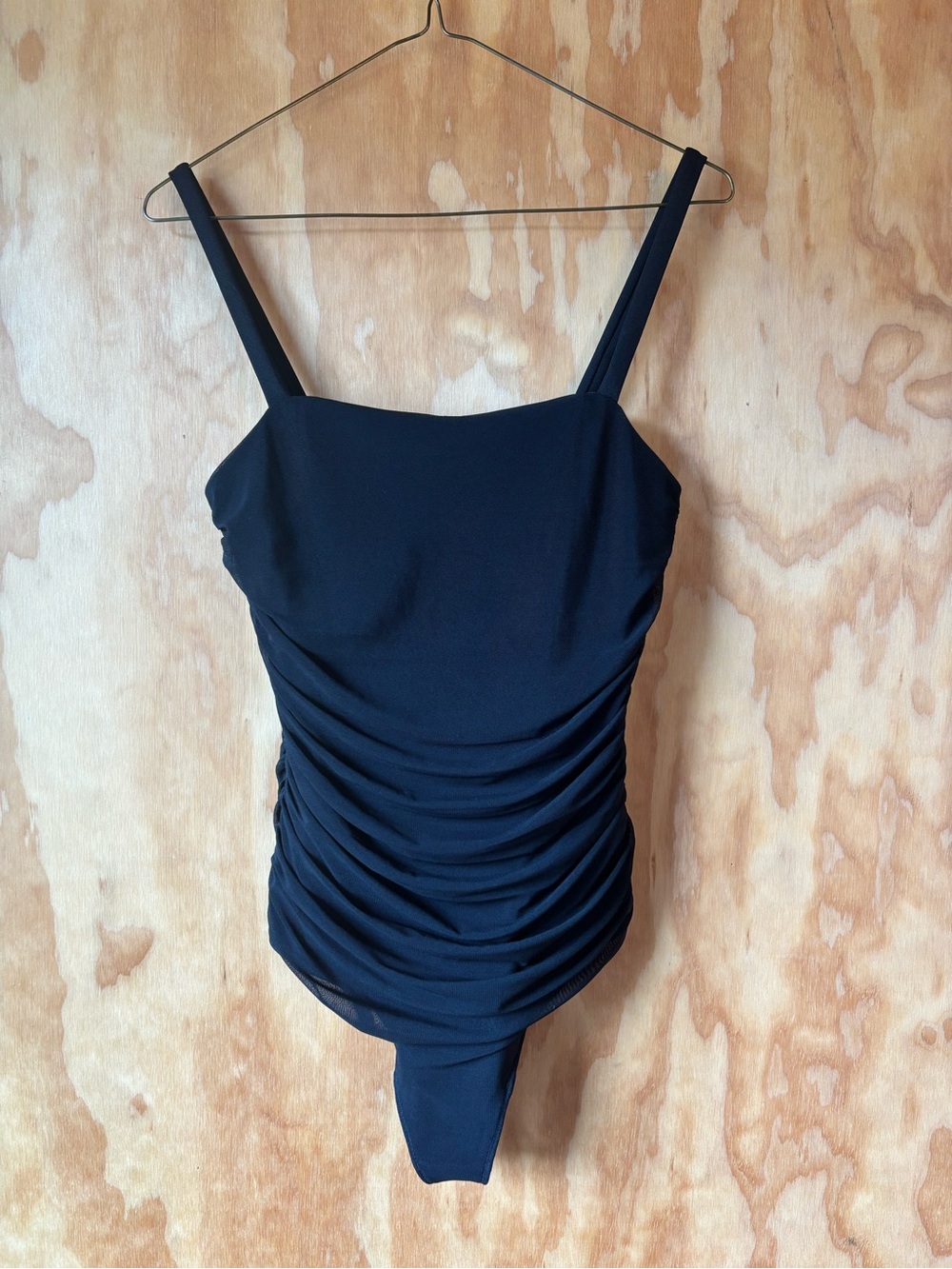 Abercrombie & Fitch Black Ruched Tank Bodysuit M Whimsigoth Minimalist Capsule